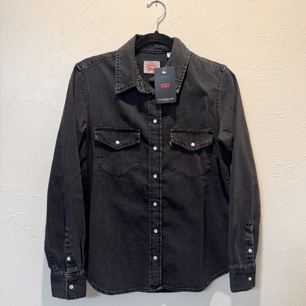 NWT- Levi Western Denim Shirt - Black - Small